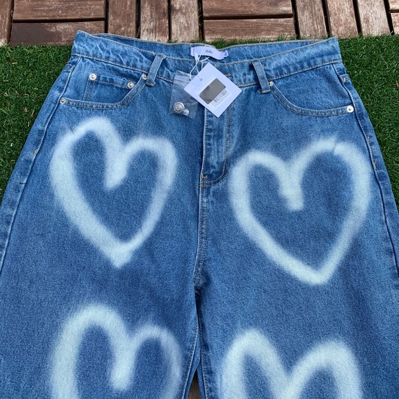 Adika heart loose denim jeans sz 32 - Picture 2 of 5